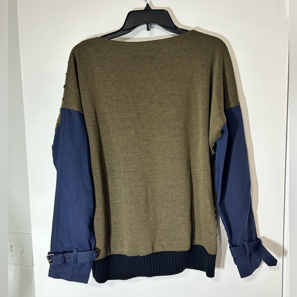 Sachin+Babi Oversized Sequin Night Out Military Inspired Pullover Sweater Sz M - Picture 8 of 11